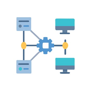 Network Infrastructure Management System Design with Computers vector