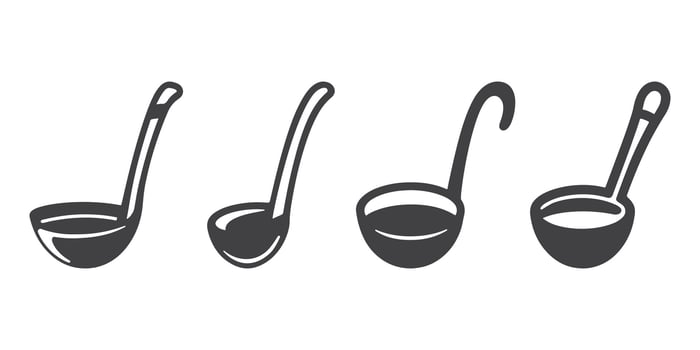 Soup Ladle Icons Silhouette Illustration vector