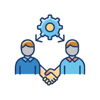 Partnership Icon Handshake, Gear, Collaboration, and Development vector