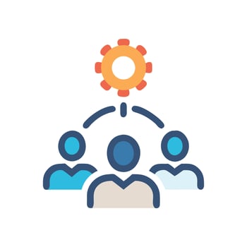 Team Collaboration with Settings Icon Illustration for Business vector