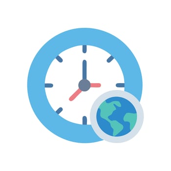 Global Time Zones Clock with Earth for Timekeeping vector