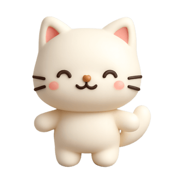 Adorable 3D Kawaii Cat Character for Creative Projects and Designs png