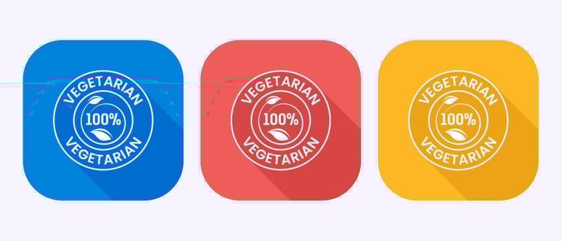 100 percent vegetarian icon design illustration, Vegan product label in shadow button design vector