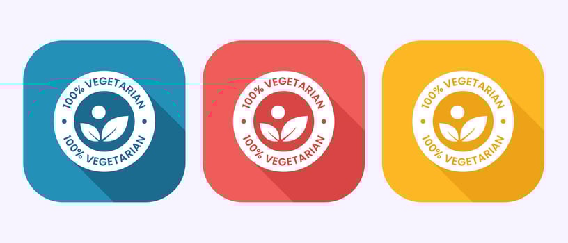100 percent vegetarian icon illustration, Vegan product label badge in shadow button design vector