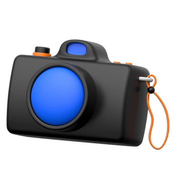 Camera 3D icon on transparent background png