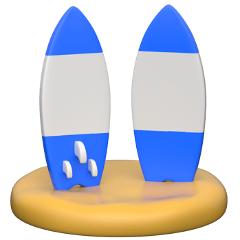 Surfboard 3D icon on transparent background png