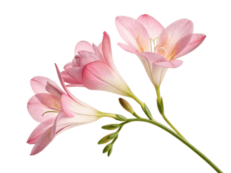 Beautiful freesia flowers in soft pink hues create delicate and charming display, perfect for brightening any space png