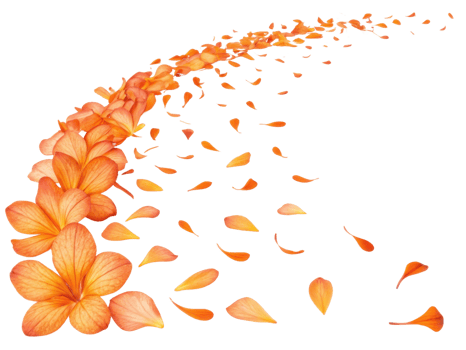 Beautiful rhododendron flower gracefully trails off, with vibrant petals dancing in air, creating serene and enchanting atmosphere png