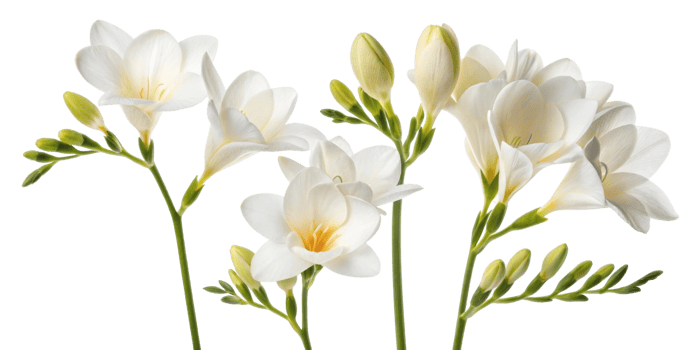 Beautiful freesia flowers bloom gracefully, showcasing their delicate petals and vibrant colors, creating serene and joyful atmosphere png