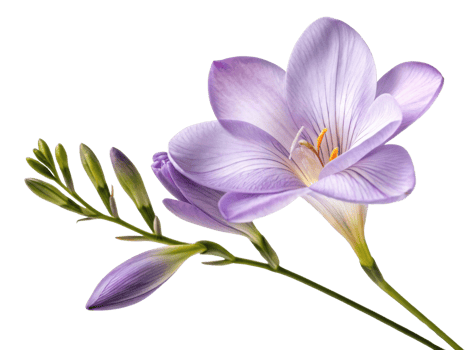 Stunning freesia flower in soft lavender hues showcases delicate petals and vibrant details, embodying beauty and elegance png