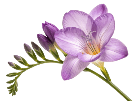 Beautiful freesia flower in shades of purple showcases delicate petals and vibrant colors, perfect for adding elegance to any arrangement png
