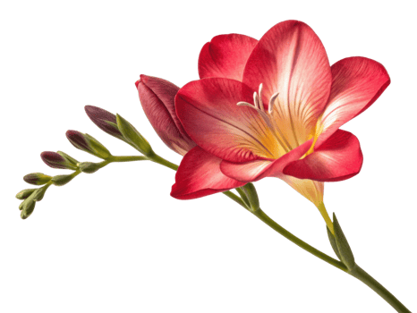 Vibrant freesia flower blooms beautifully, showcasing its delicate petals and captivating colors, perfect for adding elegance to any setting png