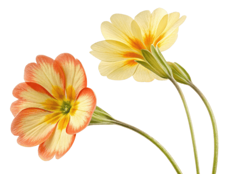 Primrose flowers bloom in vibrant colors showcasing their delicate beauty and charm. These lovely blossoms add touch of elegance to any garden png