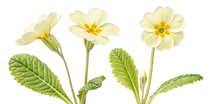 Primrose flowers bloom gracefully, showcasing their delicate petals and vibrant yellow centers, bringing joy to any garden or floral arrangement png