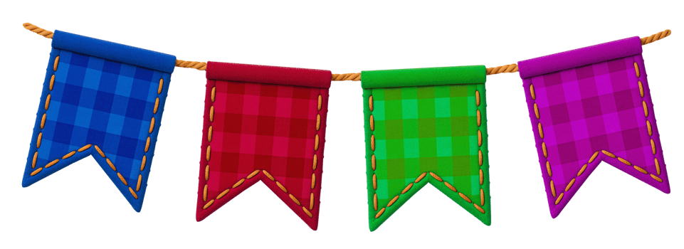 Stitched Checkered Fabric Banners for Festa Junina png