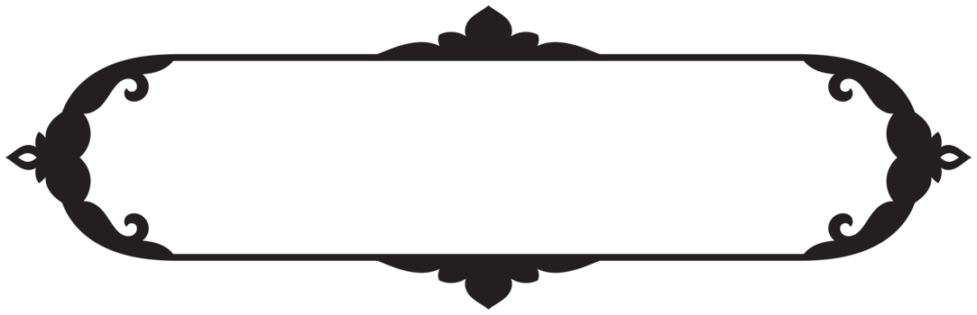 Black long horizontal vintage frame for text space, name tag, classic border box design, transparent background. png