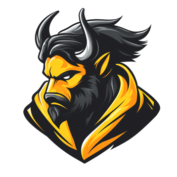 Bold minotaur warrior illustration with fierce expression and horns on transparent background png