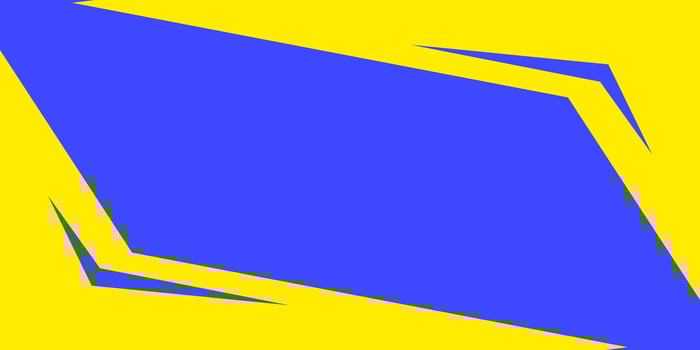 a blue and yellow geometric shape on a yellow background vector