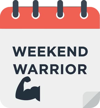 Weekend warrior motivational fitness calendar icon illustration for active lifestyle projects vector