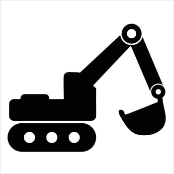 Excavator silhouette on white background vector