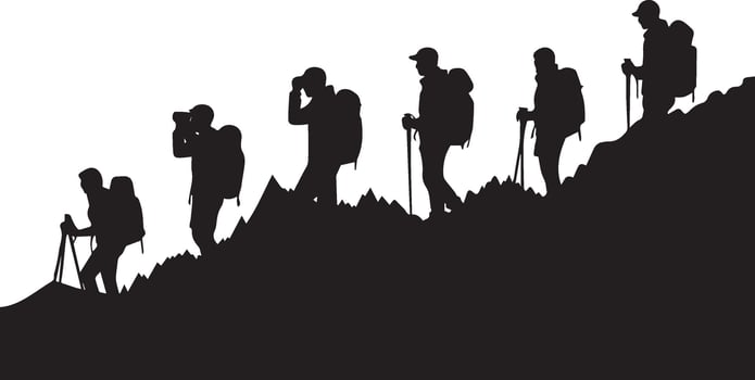Bold Black Hiking Silhouettes for Outdoor vector