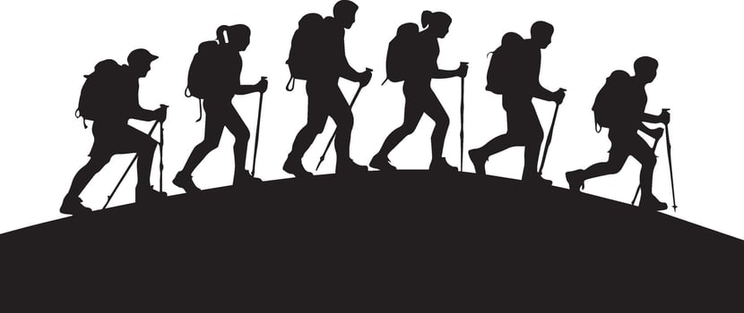 Adventure Icons Collection Black Filled Hiking Silhouettes vector