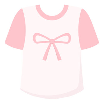 Cute T-shirt, pink and white, pink bow png