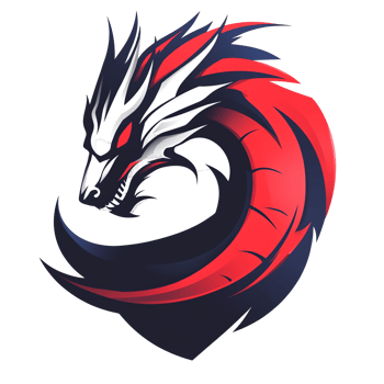 Fierce red and black dragon logo on transparent background a powerful symbol of strength and majesty png
