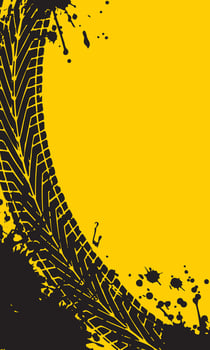 Black and yellow background tire tracks abstract grunge brush strokes vector