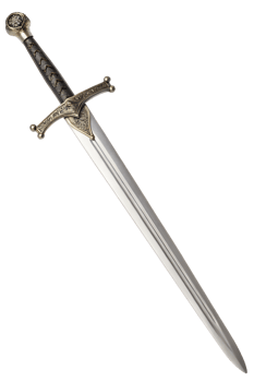Gleaming medieval longsword with intricate details and a sharp edge isolated on the transparent background png