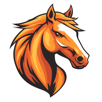 Bold horse head with fiery gradient on transparent background for versatile design applications png