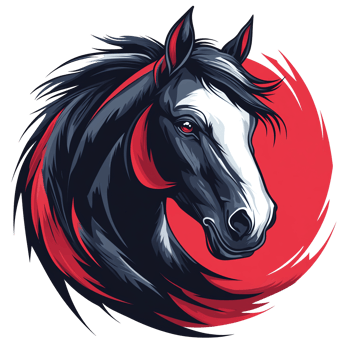 Majestic horse head on a red background png