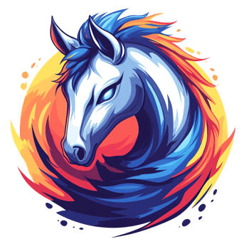 Fiery horse logo a striking emblem of a white horse surrounded by flames on transparent background png