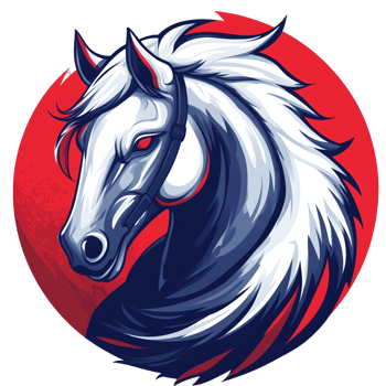 Majestic white horse head logo on transparent background png