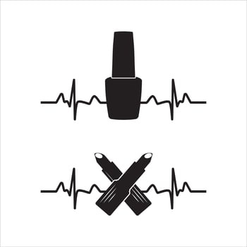 Makeup Heartbeat, Heartbeat Lipstick, Makeup Silhouette vector