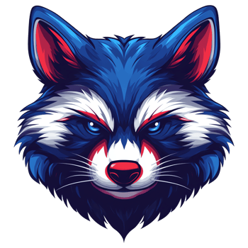 Stylized blue raccoon head illustration on transparent background png