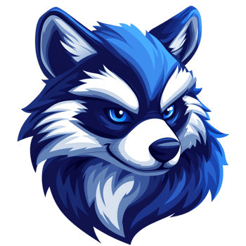 Stylish blue wolf illustration with white markings on a transparent background for versatile use png