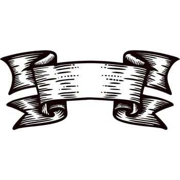 Elegant vintage ribbon banner in black and white vector