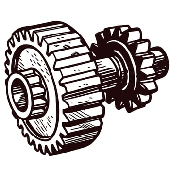 of interlocking gears with detailed engineering design and mechanical precision vector