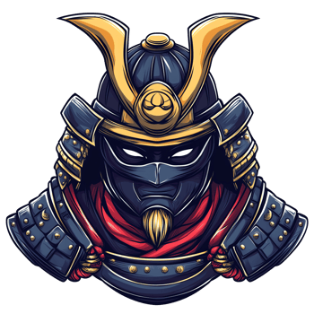 Detailed samurai helmet illustration on transparent background emphasizing intricate armor designs and cultural heritage png