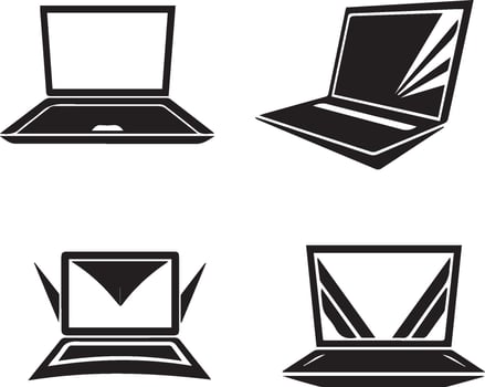 Laptop set silhouette design vector