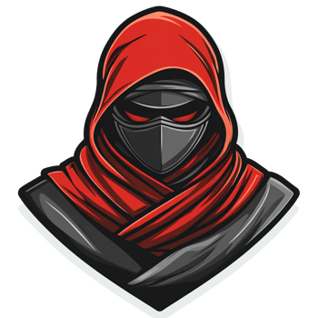 Mysterious red ninja gaming logo design on transparent background png