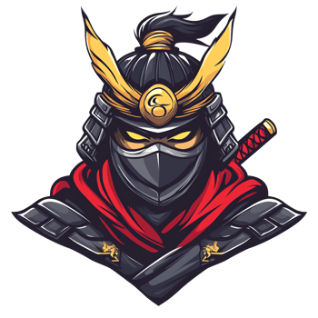 Fearless samurai ninja warrior on transparent background a digital painting png