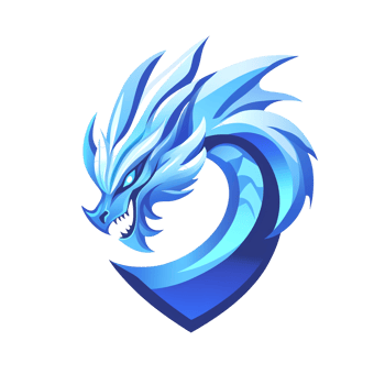 Majestic ice dragon logo a fierce and regal symbol of winters power on transparent background png