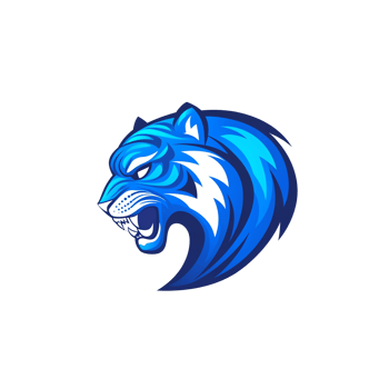 Majestic blue tiger logo on transparent background png
