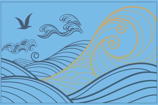 Flowing Wave Digital pattern Art vector