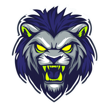 Fearless lion head logo design on transparent background a powerful mascot for sports teams and brands png