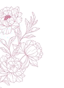 Peony Design Line Art. Trendy floral peony bouquets and flowers. Botanical Line Drawing Peony Collection. Hand drawn line art peony flowers. Luxury Line Floral Art. Peony Outline vector