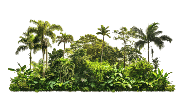 Lush tropical foliage border against a dark backdrop. png