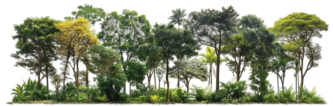 Lush green trees line a park-like area. png